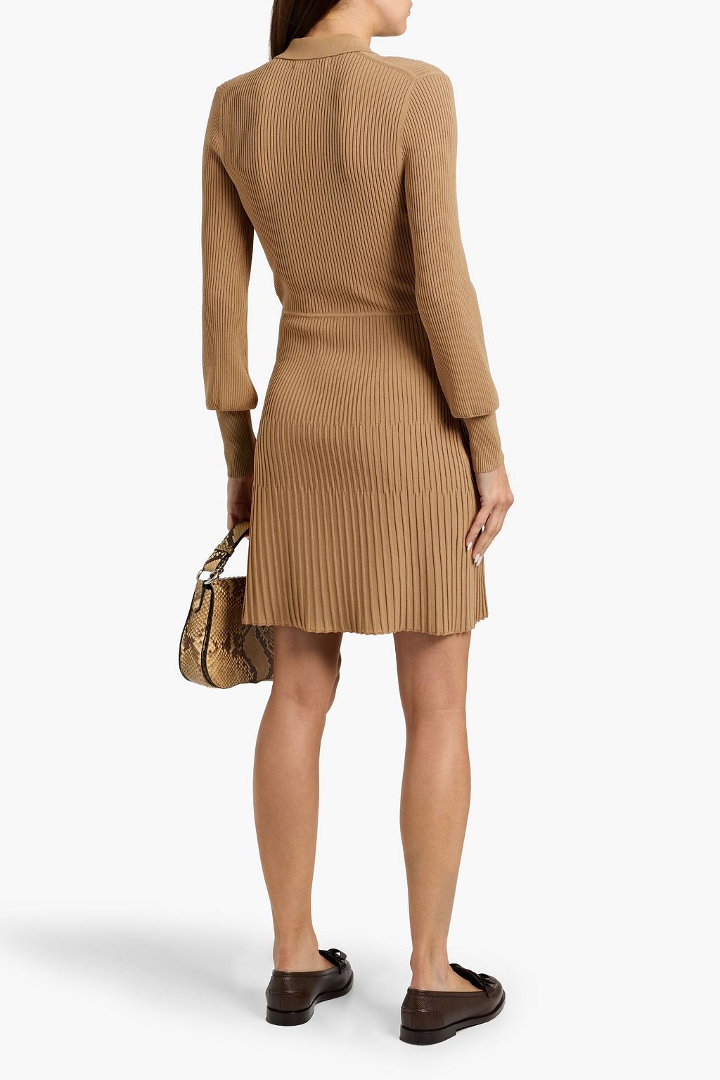 VERONICA BEARD Lauper ribbed-knit mini shirt dress