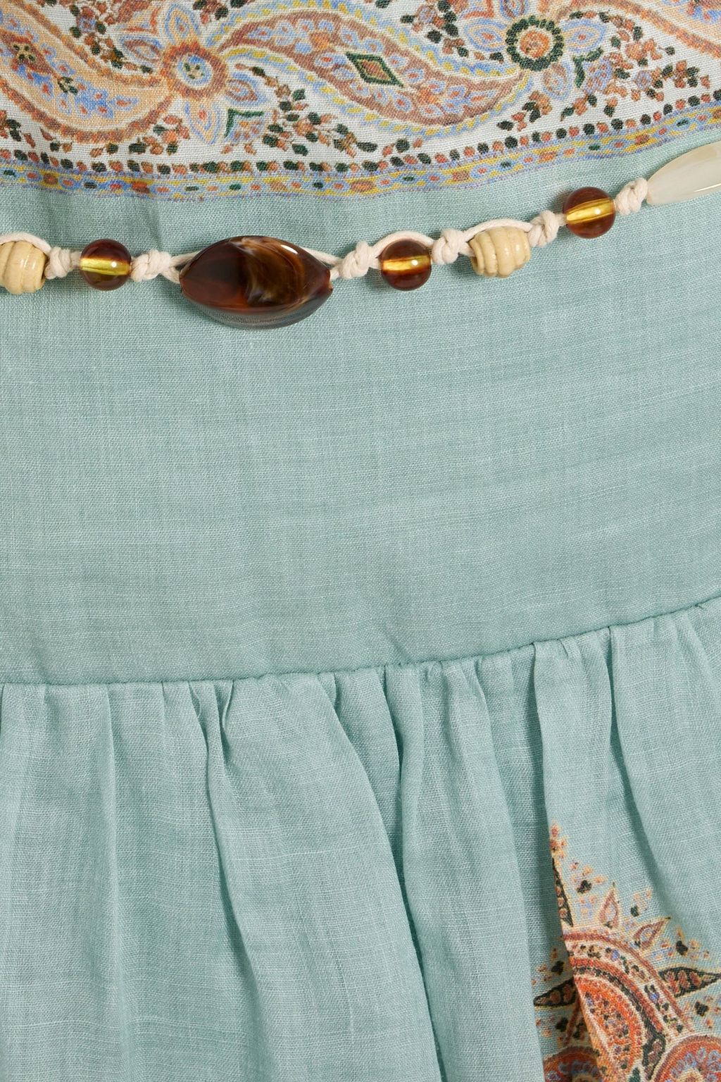 ZIMMERMANN Tiered paisley-print ramie maxi skirt