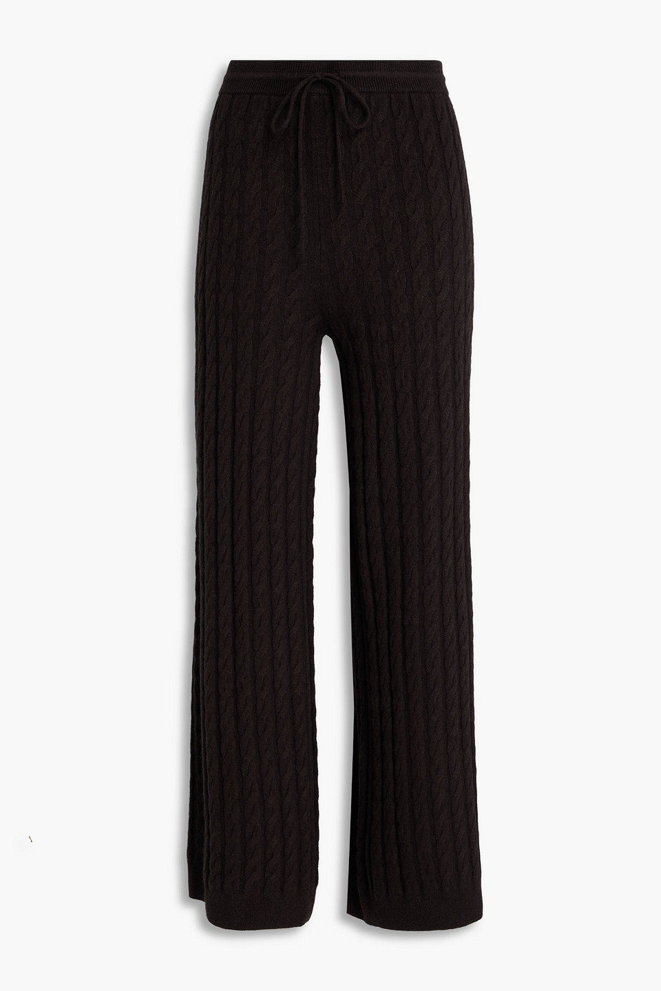 Totême Hose Mit Weitem Bein Aus Einer Woll-kaschmirmischung Mit Zopfstrickmuster In Black