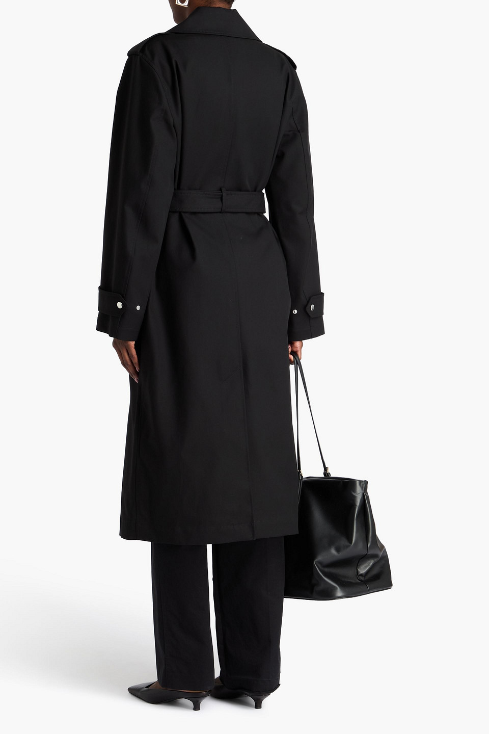 Totême Long Belted Trench Coat In Blue