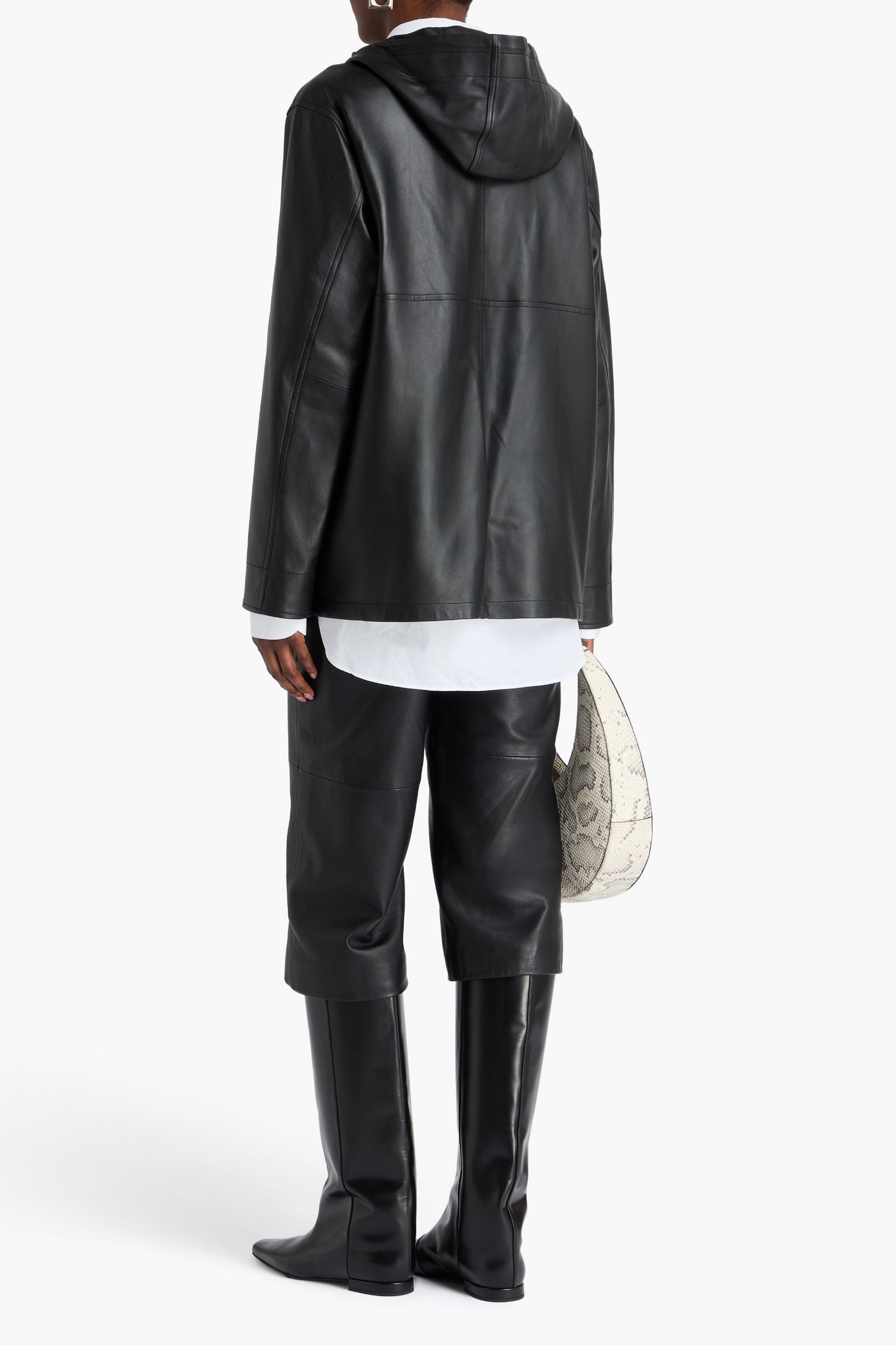 TOTEME - Leather hooded jacket | Plush