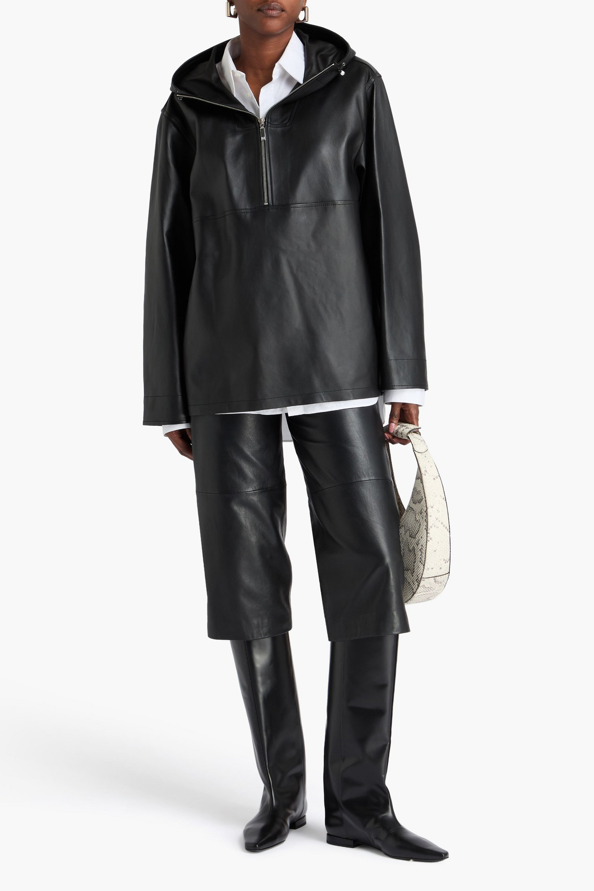 TOTEME - Leather hooded jacket | Plush