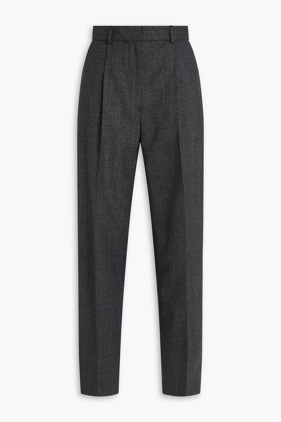 Totême Pleated Wool-blend Twill Tapered Trousers In Black