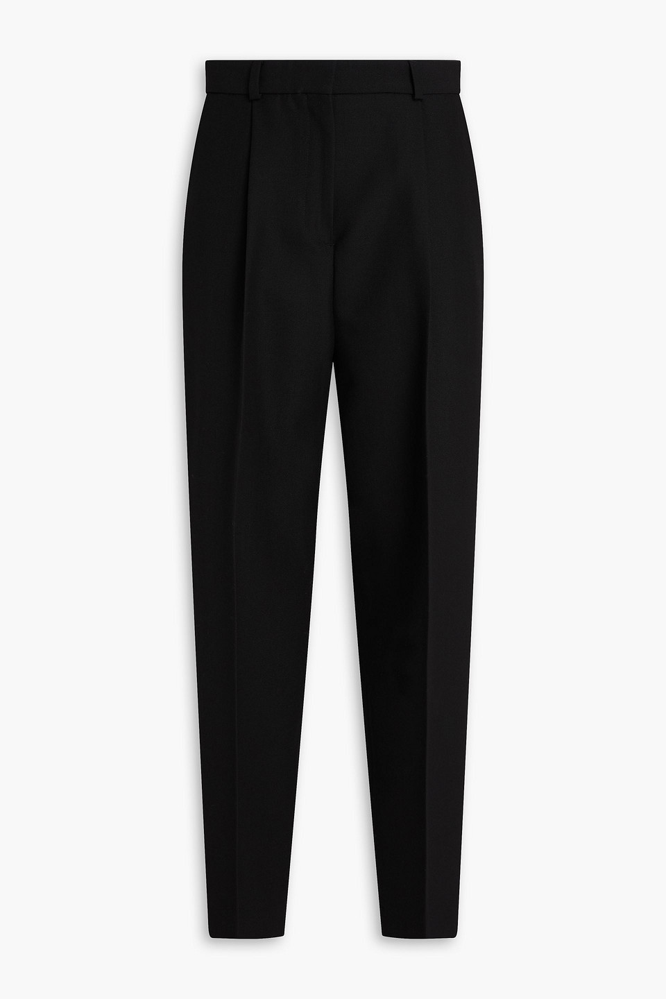 Totême Pleated Grain De Poudre Tapered Pants In Black