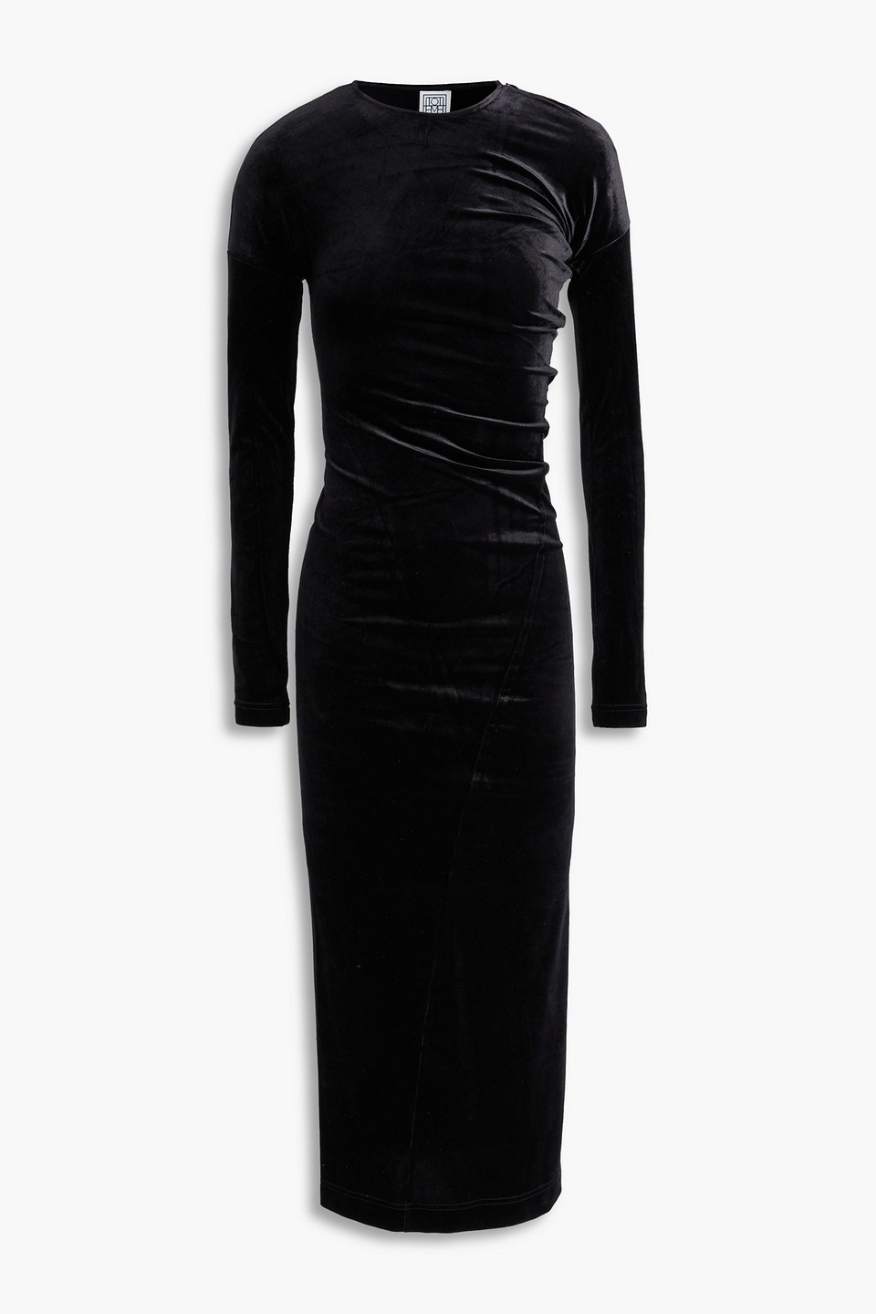 Totême Gathered Stretch-velvet Midi Dress In Multi