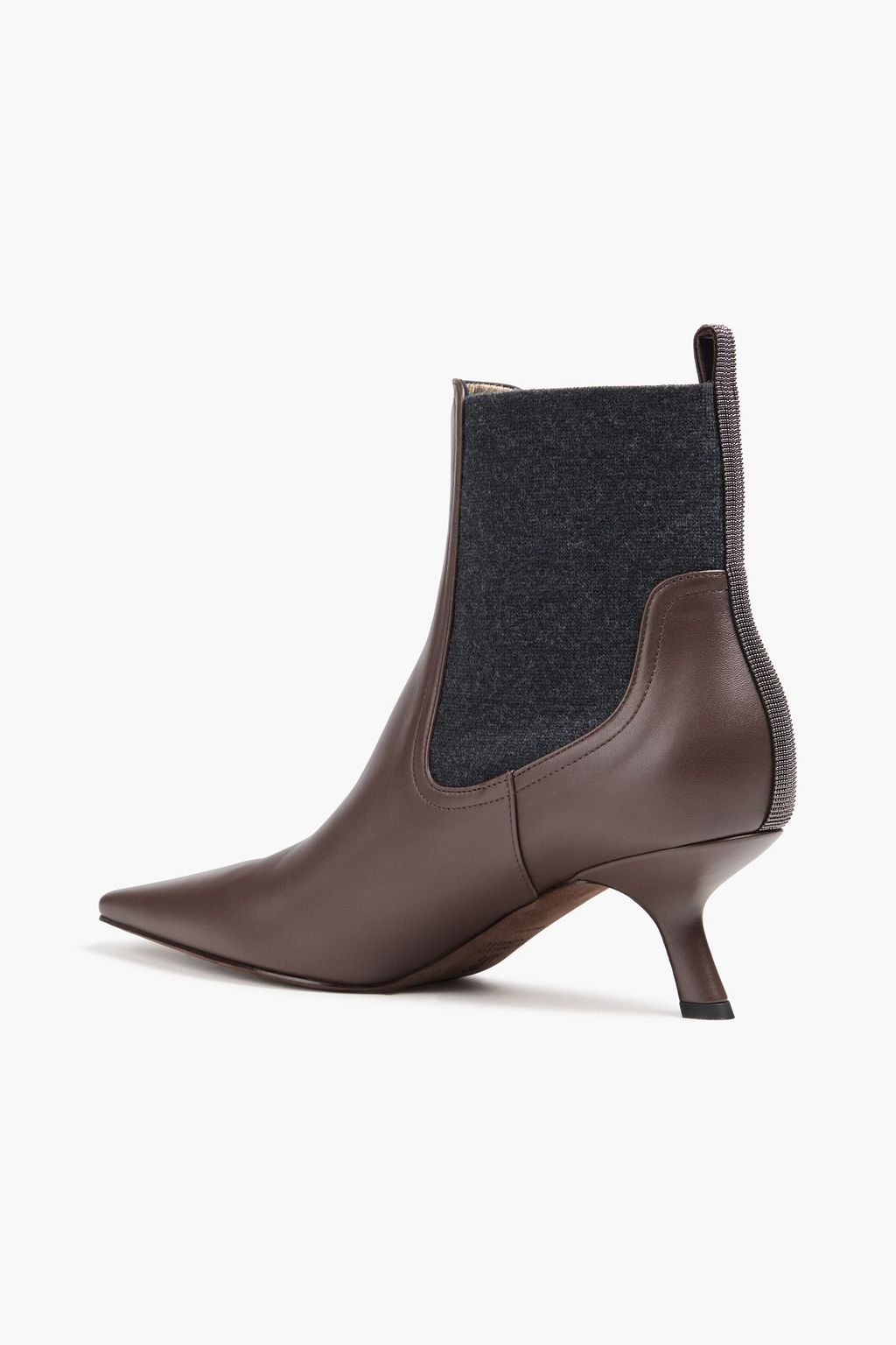 BRUNELLO CUCINELLI レザー アンクルブーツ ビーズ付き