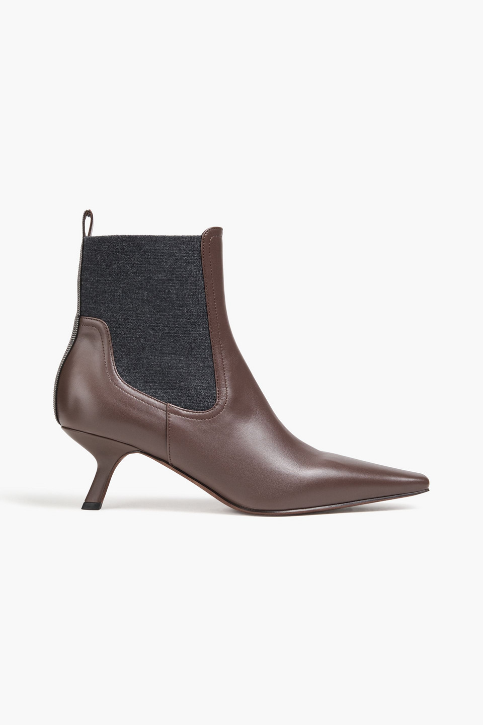 Brunello Cucinelli Bead-embellished Leather Ankle Boots In Brown