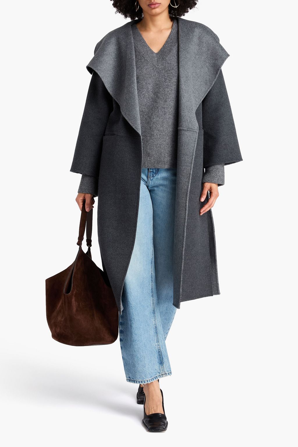 TOTEME Two-tone wool and cashmere-blend felt coat
