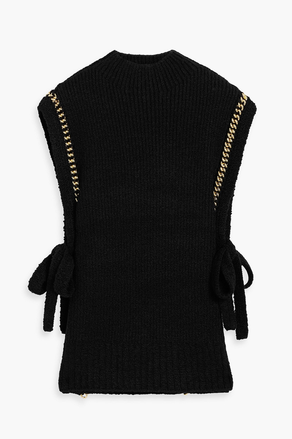 3.1 Phillip Lim Chain-embellished Ribbed Wool-blend Turtleneck Sweater In Black