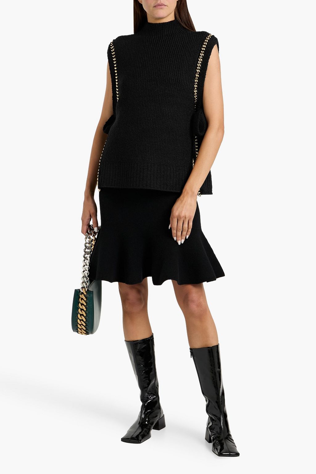 3.1 PHILLIP LIM Chain-embellished ribbed wool-blend turtleneck sweater