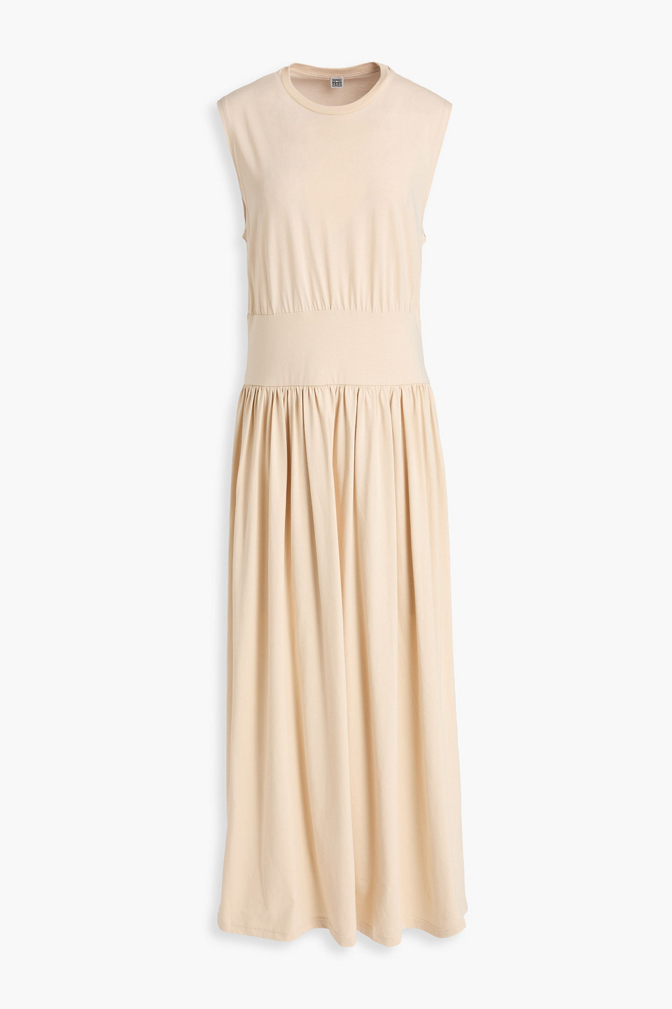 toteme - gathered cotton-jersey maxi dress - neutral - xxs