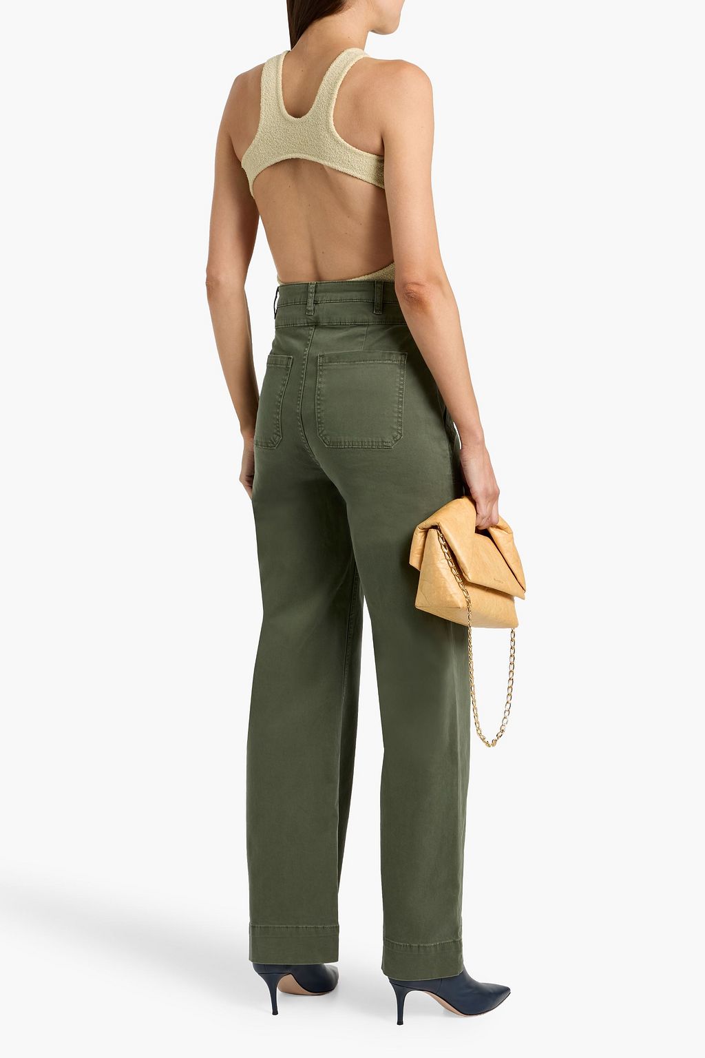 FRAME Le Slim Palazzo cotton-blend twill wide-leg pants