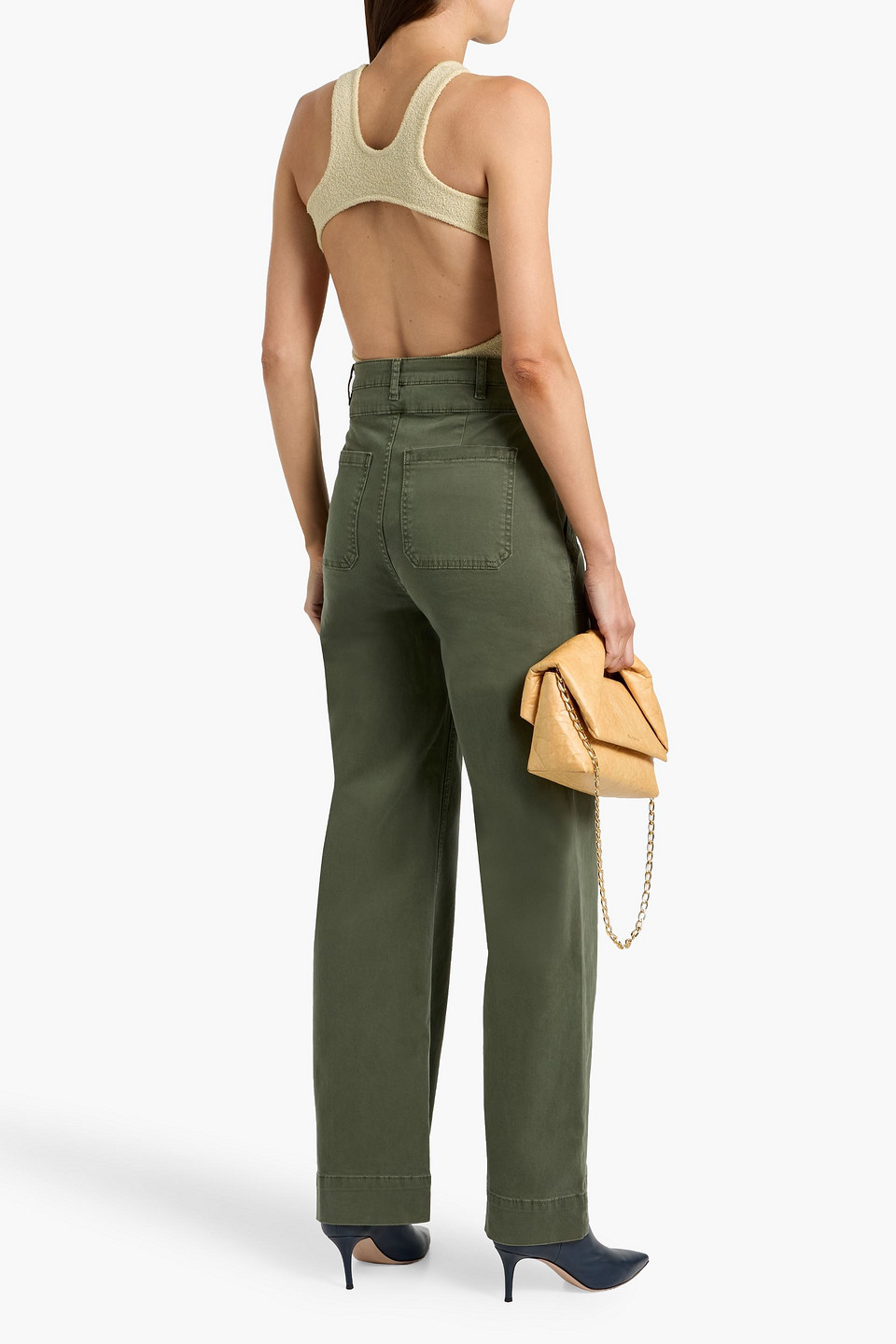 Frame Le Slim Palazzo Cotton-blend Twill Wide-leg Pants
