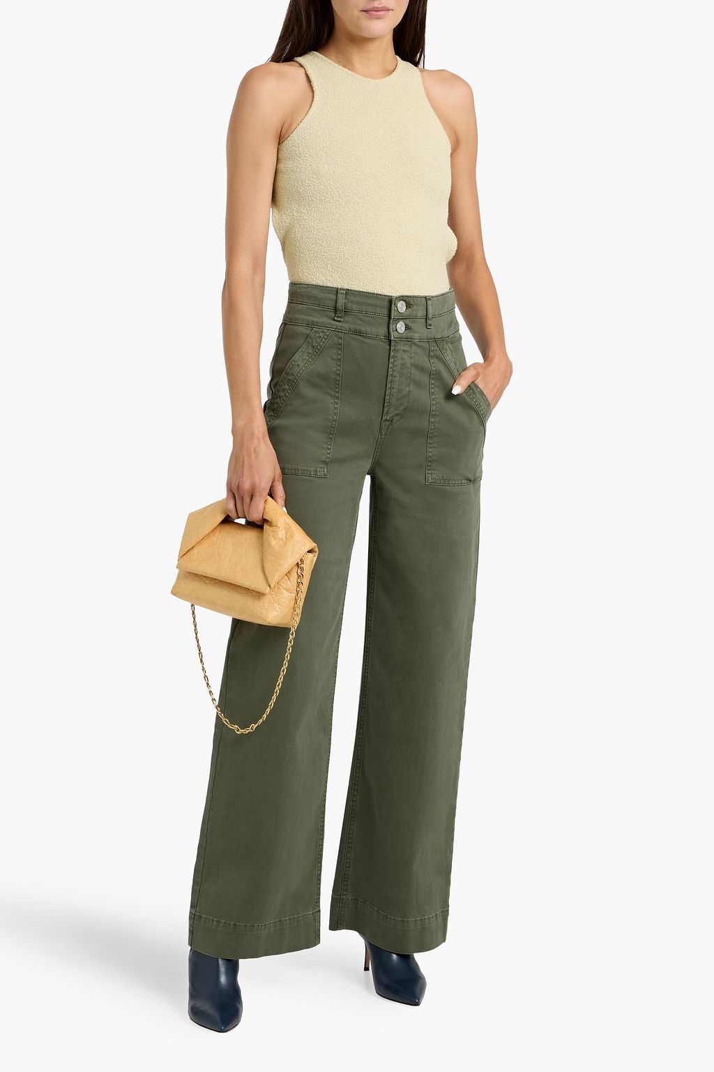 FRAME Le Slim Palazzo cotton-blend twill wide-leg pants