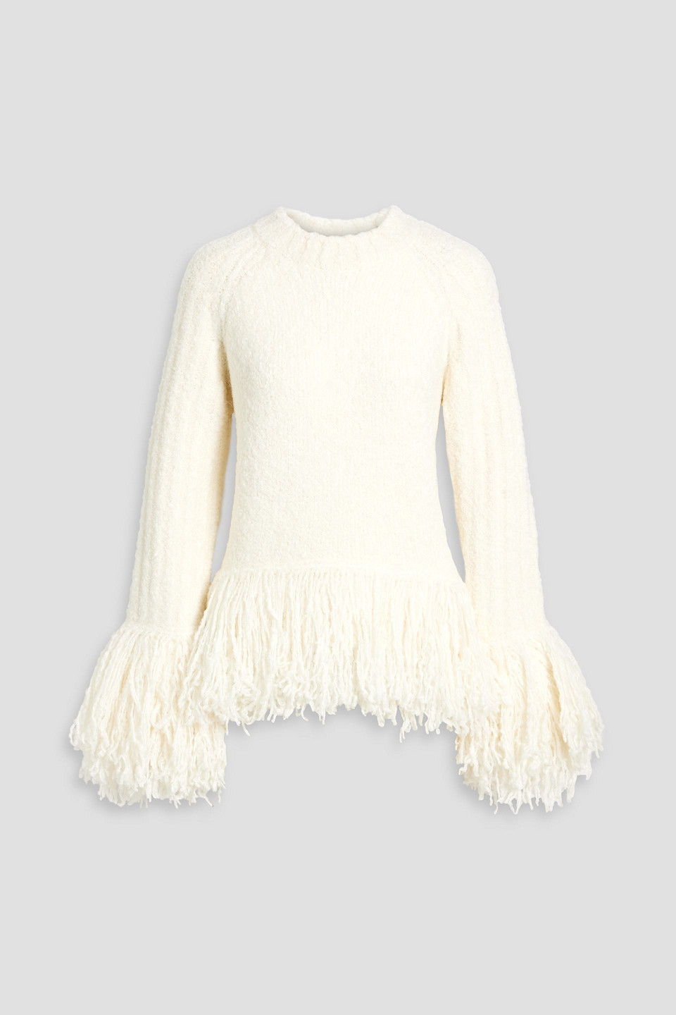 3.1 Phillip Lim Boucle Fringe Knit Crewneck In White