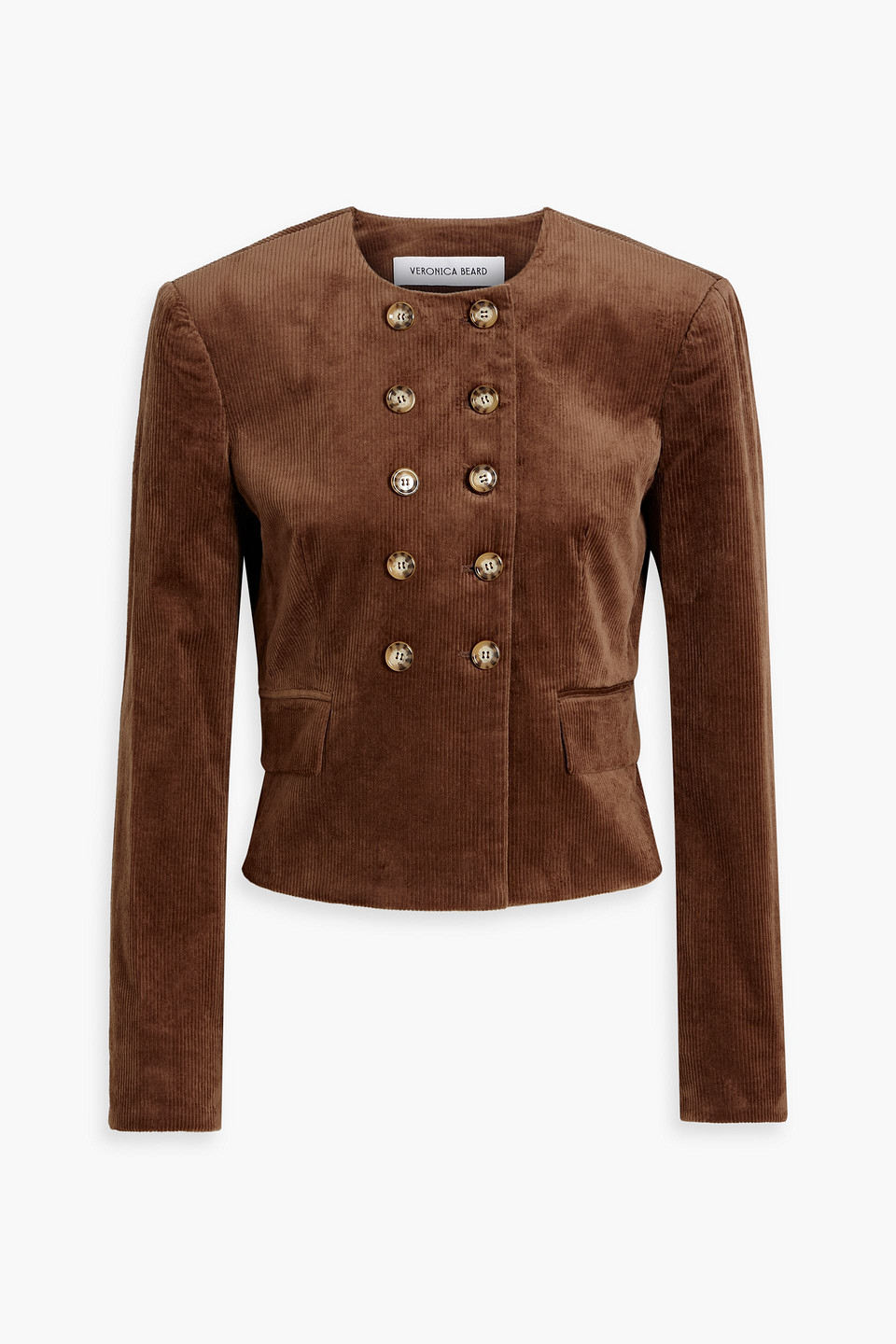 Veronica Beard Bentley Double-breasted Cotton-blend Corduroy Jacket In Brown