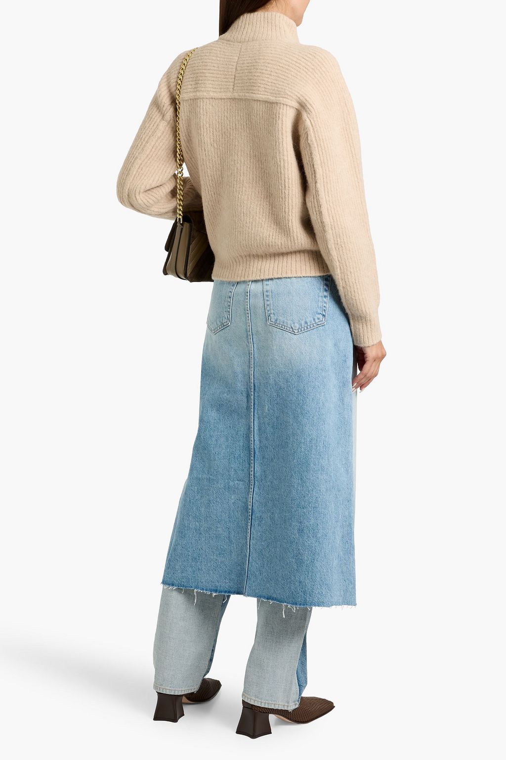 3.1 PHILLIP LIM كارديغان من مزيج ألبكة بتصميم مضلّع
