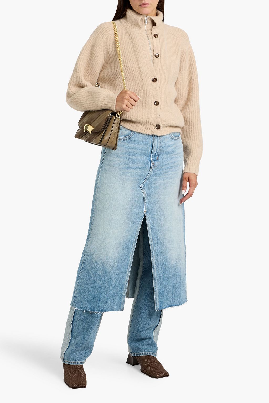 3.1 PHILLIP LIM كارديغان من مزيج ألبكة بتصميم مضلّع