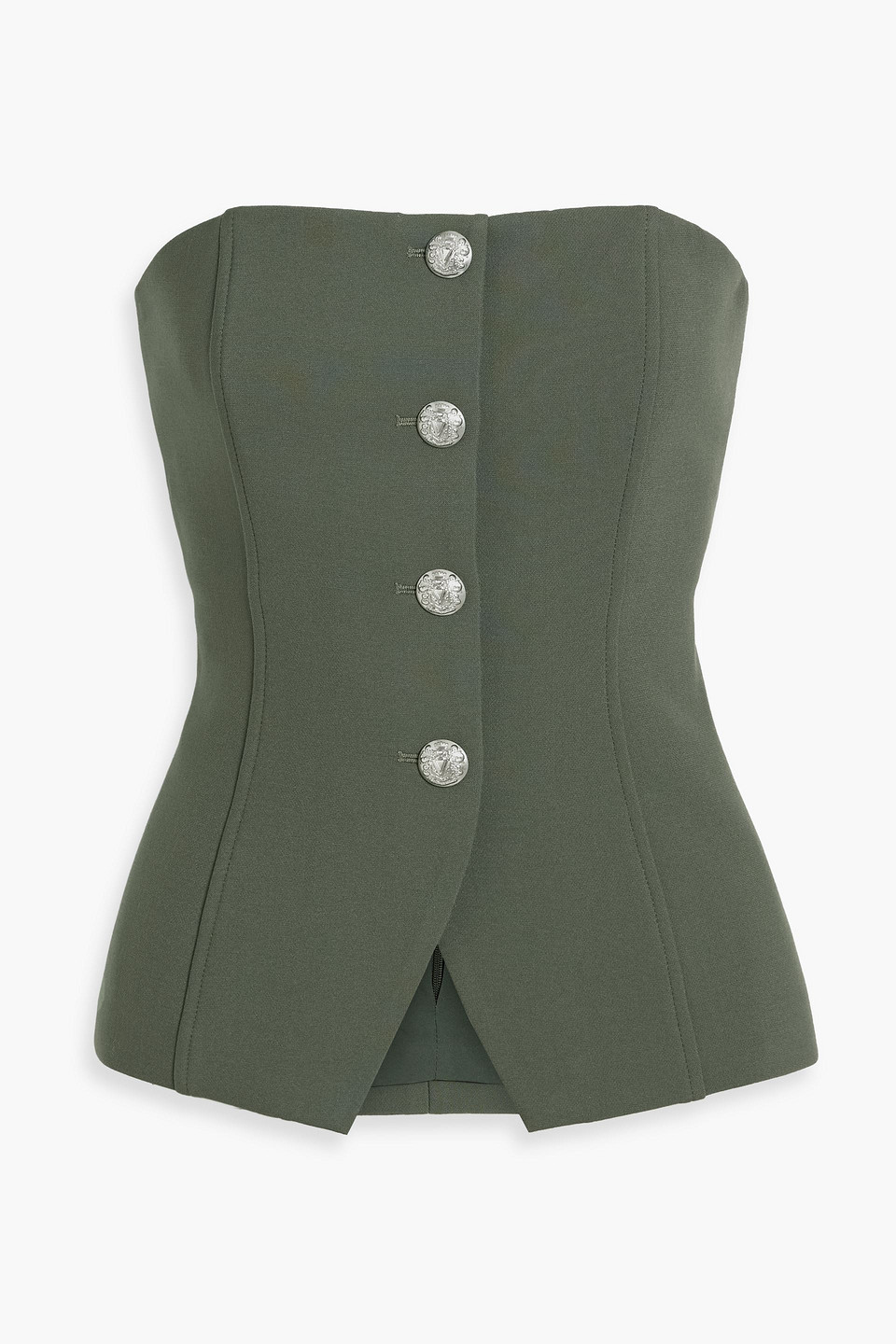 Veronica Beard Forman Strapless Crepe Top In Green