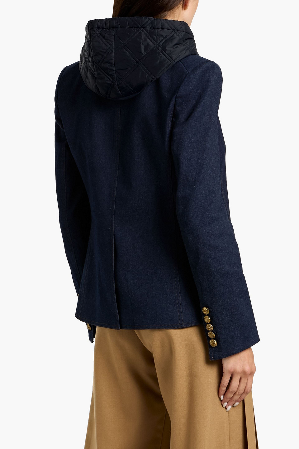 Veronica Beard Orine Cable-knit Wool-blend And Shell Hooded Dickey In White
