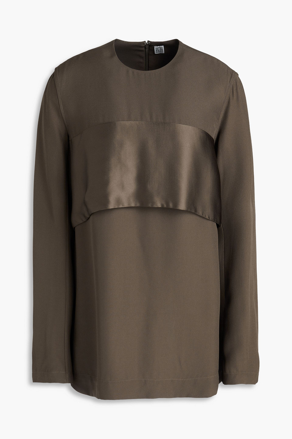 toteme - satin-paneled crepe top - green - eu 34