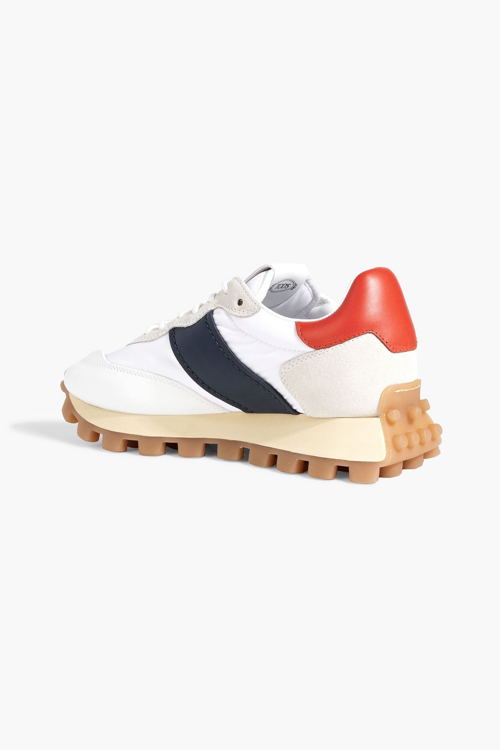 TOD'S Color-block leather, suede and stretch-knit sneakers