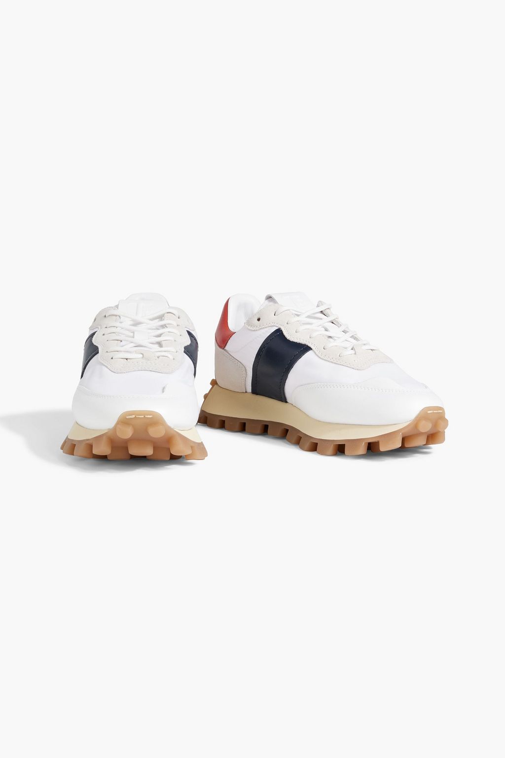TOD'S Color-block leather, suede and stretch-knit sneakers