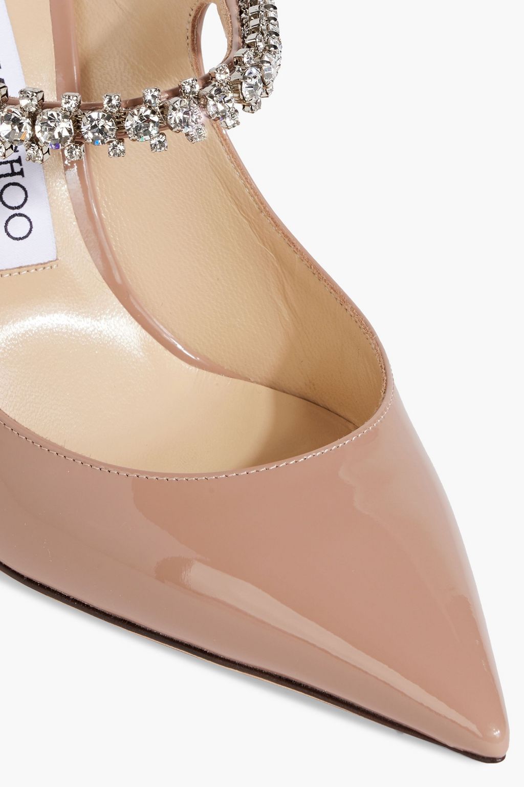 JIMMY CHOO Bing 100 crystal-embellished patent-leather mules