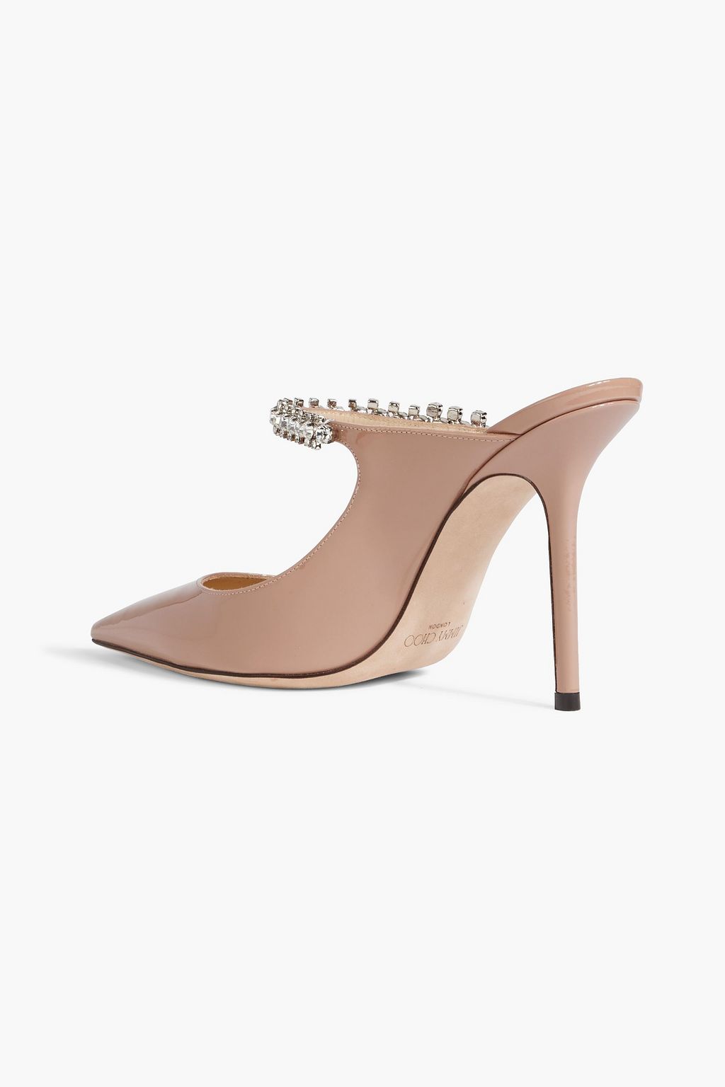 JIMMY CHOO Bing 100 crystal-embellished patent-leather mules