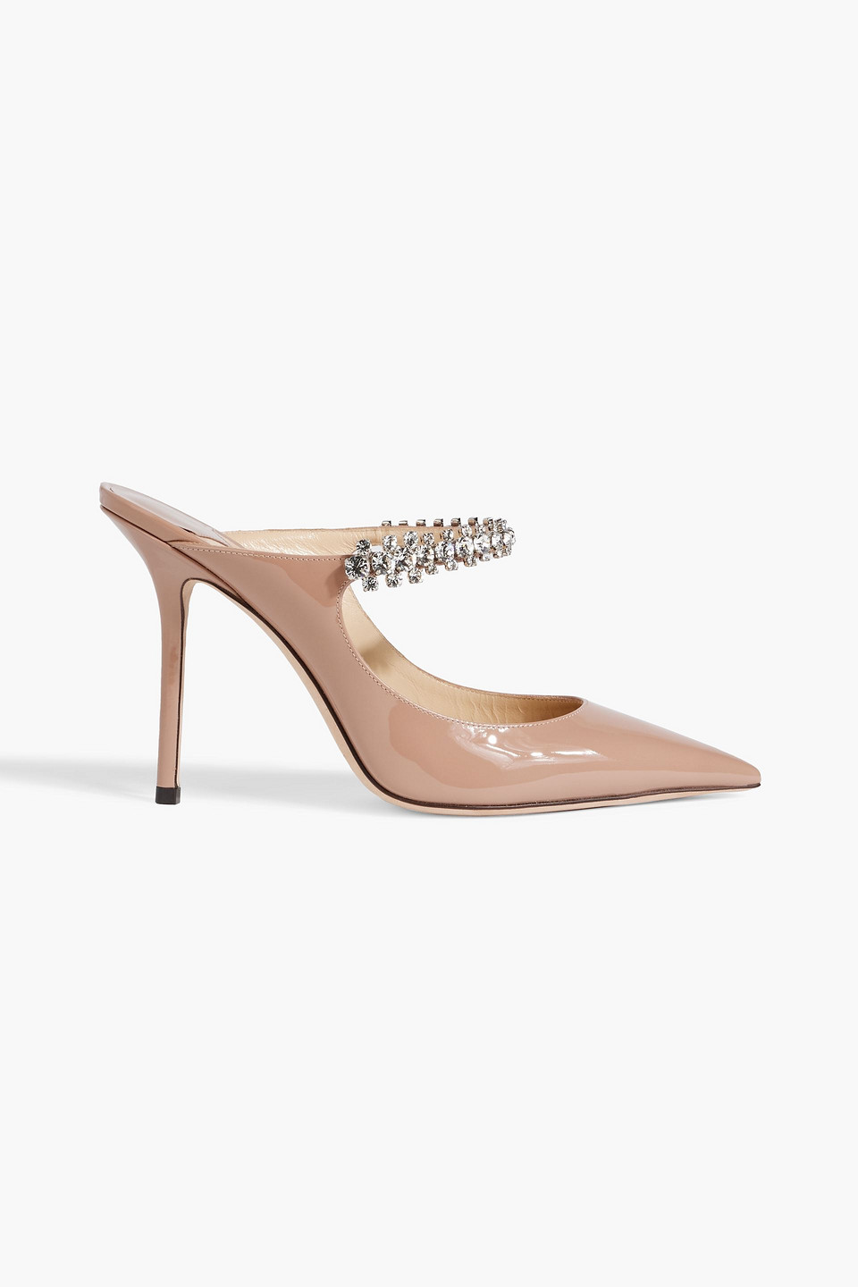 Jimmy Choo Bing 100 Crystal-embellished Patent-leather Mules