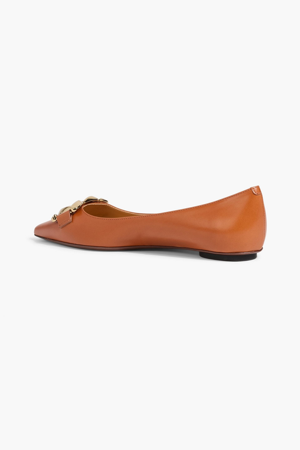 Tod's Chain-embellished Leather Point-toe Flats