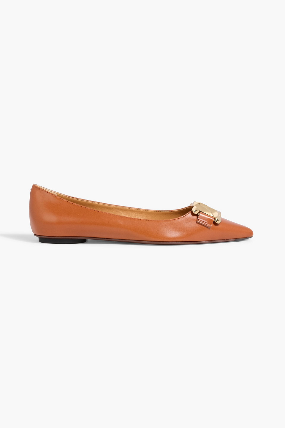 Tod's Chain-embellished Leather Point-toe Flats
