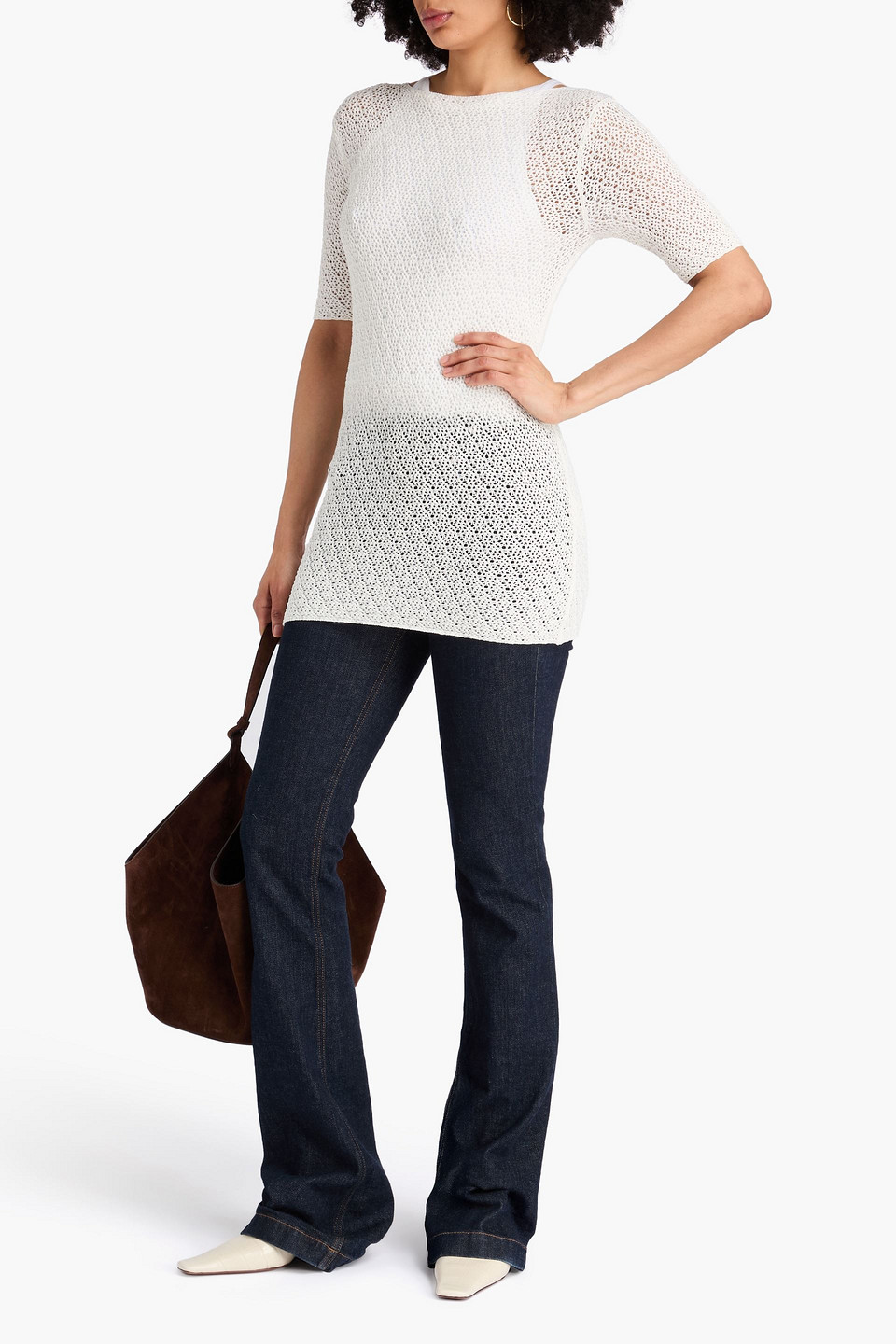 Totême Crochet-knit Top In White