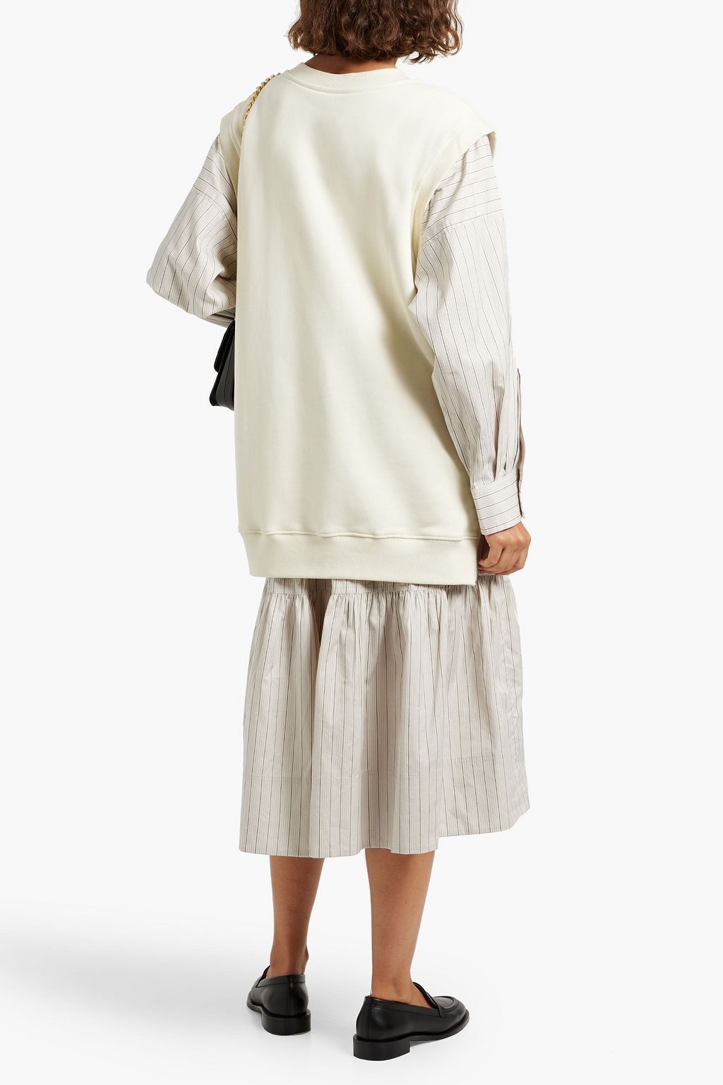 3.1 PHILLIP LIM Layered striped cotton-poplin and French-terry midi dress