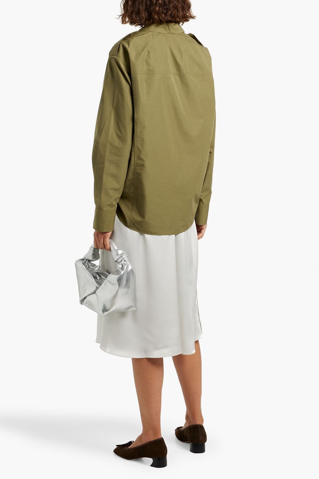 3.1 PHILLIP LIM Draped satin and cotton-blend poplin midi shirt dress