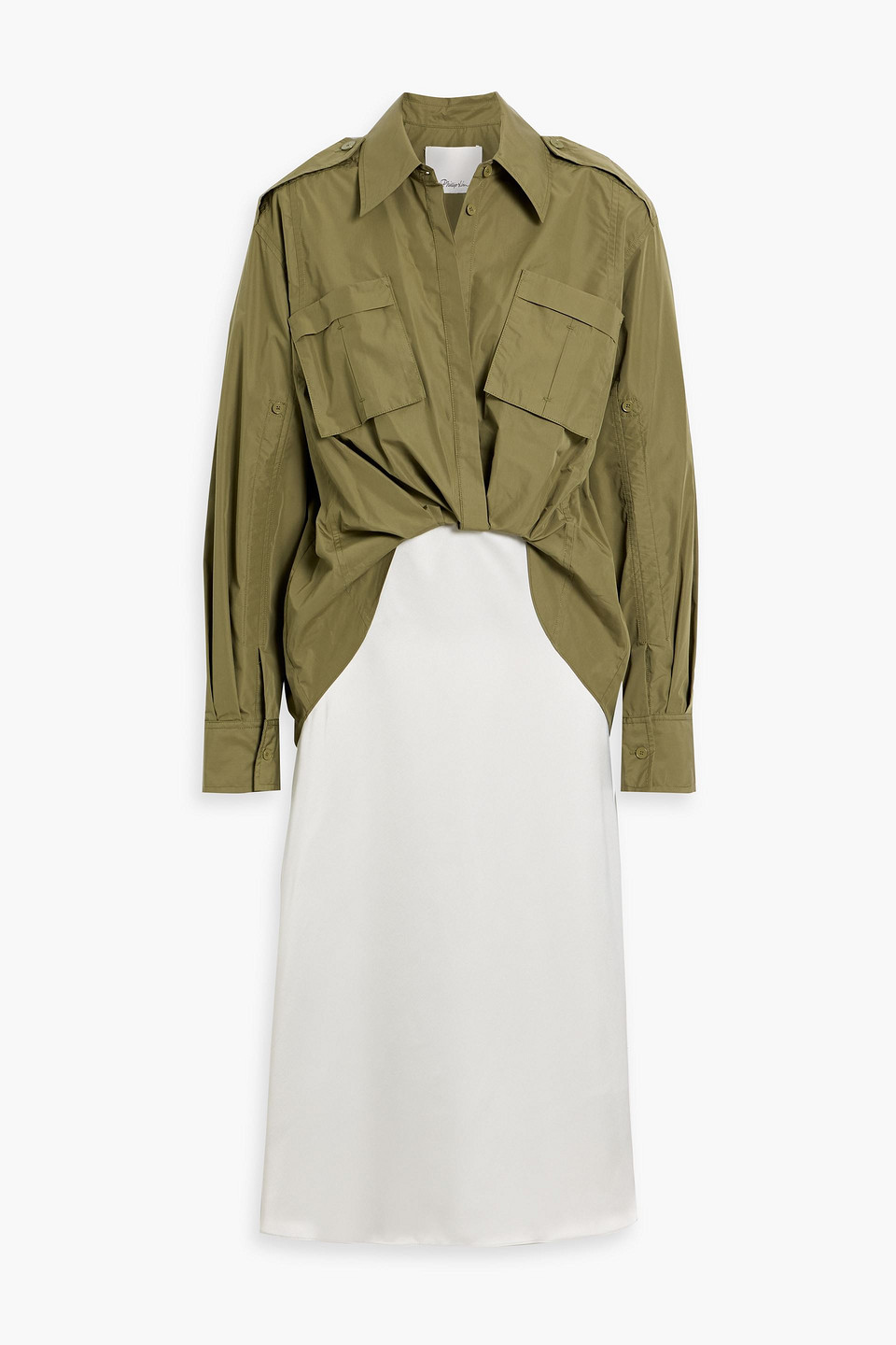 3.1 Phillip Lim Draped Satin And Cotton-blend Poplin Midi Shirt Dress