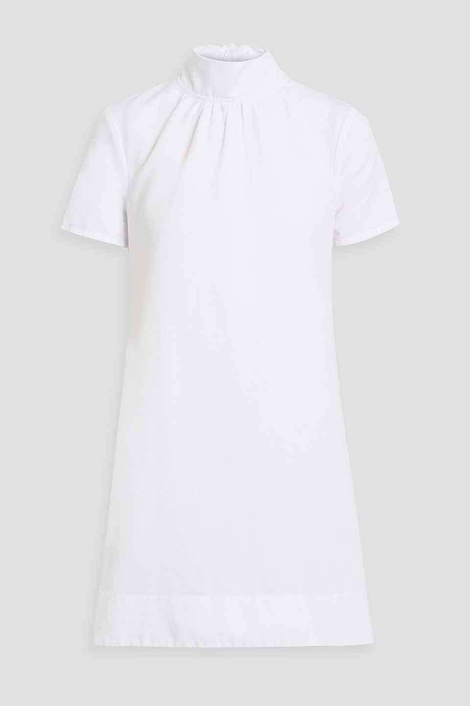 Staud Ilana Open-back Cotton-blend Faille Turtleneck Mini Dress In White