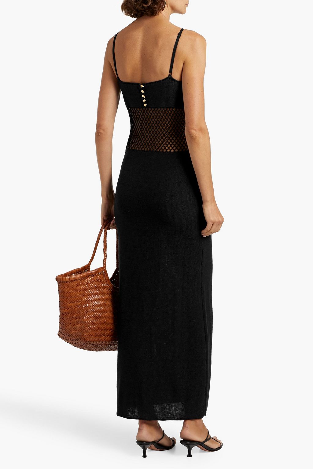 STAUD Tara crochet-trimmed cotton maxi dress