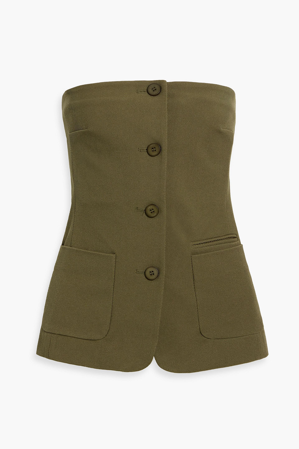 Staud Brigade Strapless Twill Top In Green