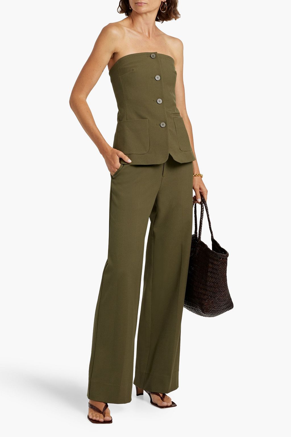 STAUD Brigade strapless twill top