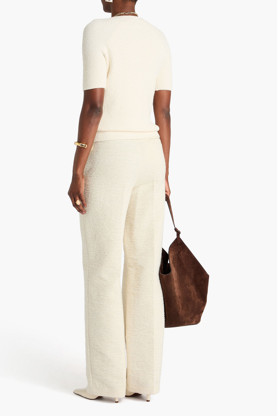 Totême Bouclé-knit Cotton-blend Top In Neutral