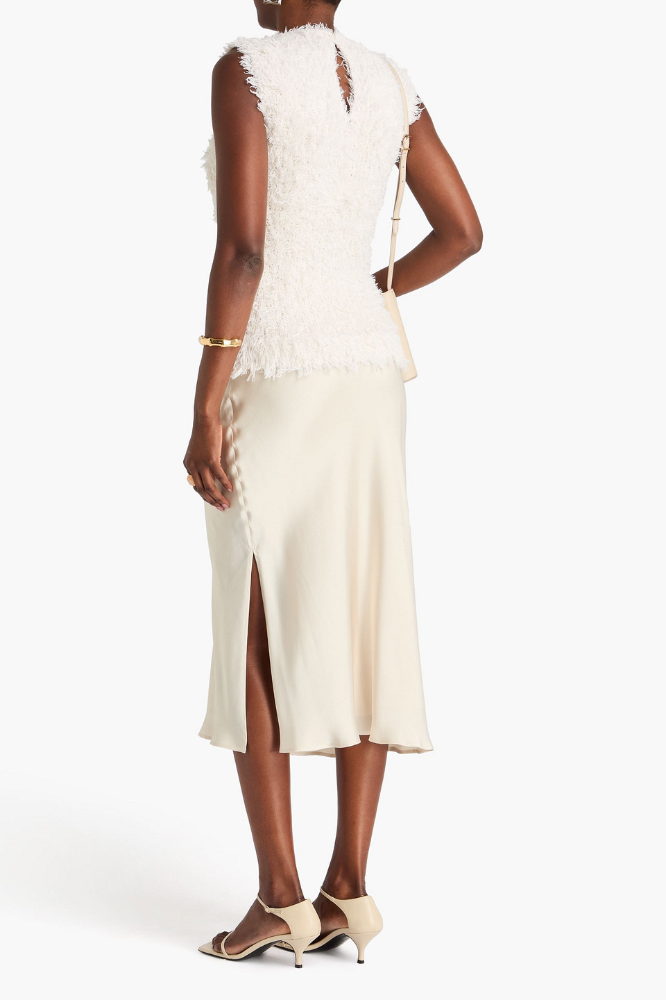 Totême Frayed Silk Top In White