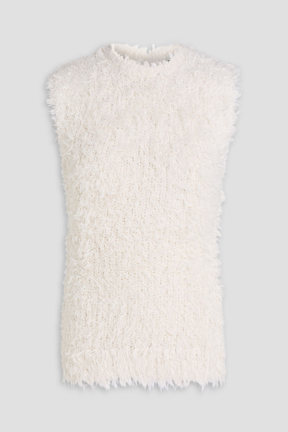 Totême Frayed Silk Top In White