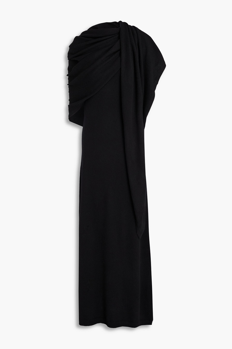 Totême Cape-effect Cashmere Maxi Dress In Black