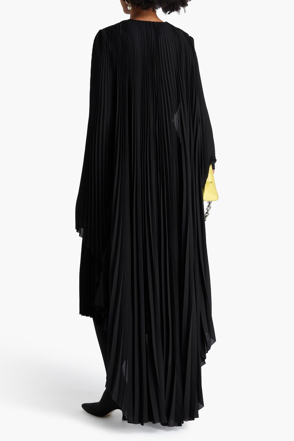 BALENCIAGA 케이프 스타일 크레이프 플리츠 맥시 드레스