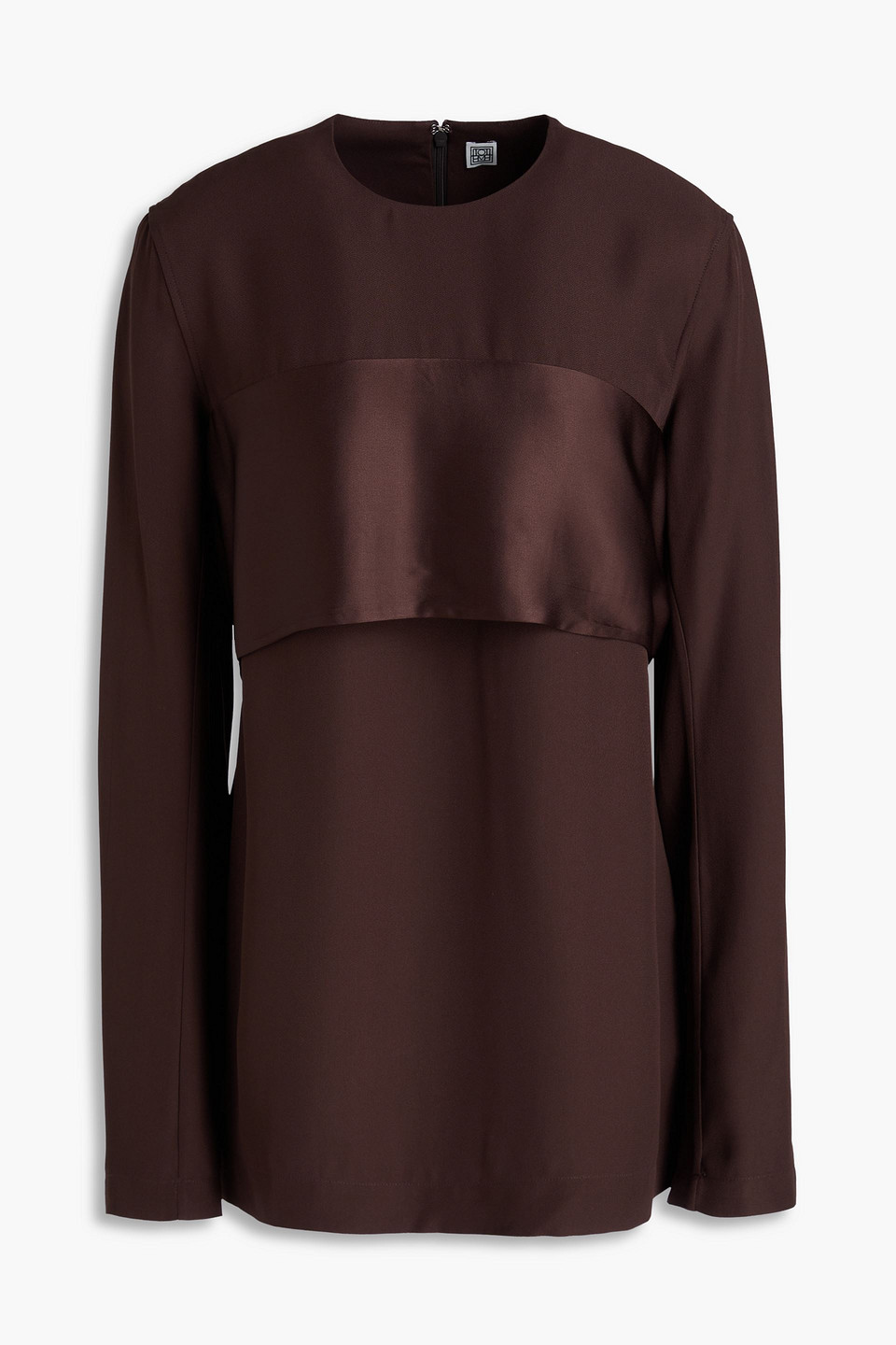 Totême Satin-paneled Crepe Top In Brown