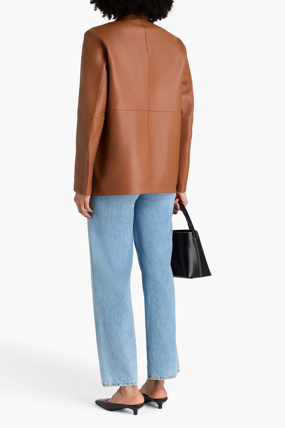 Totême Leather Blazer In Brown