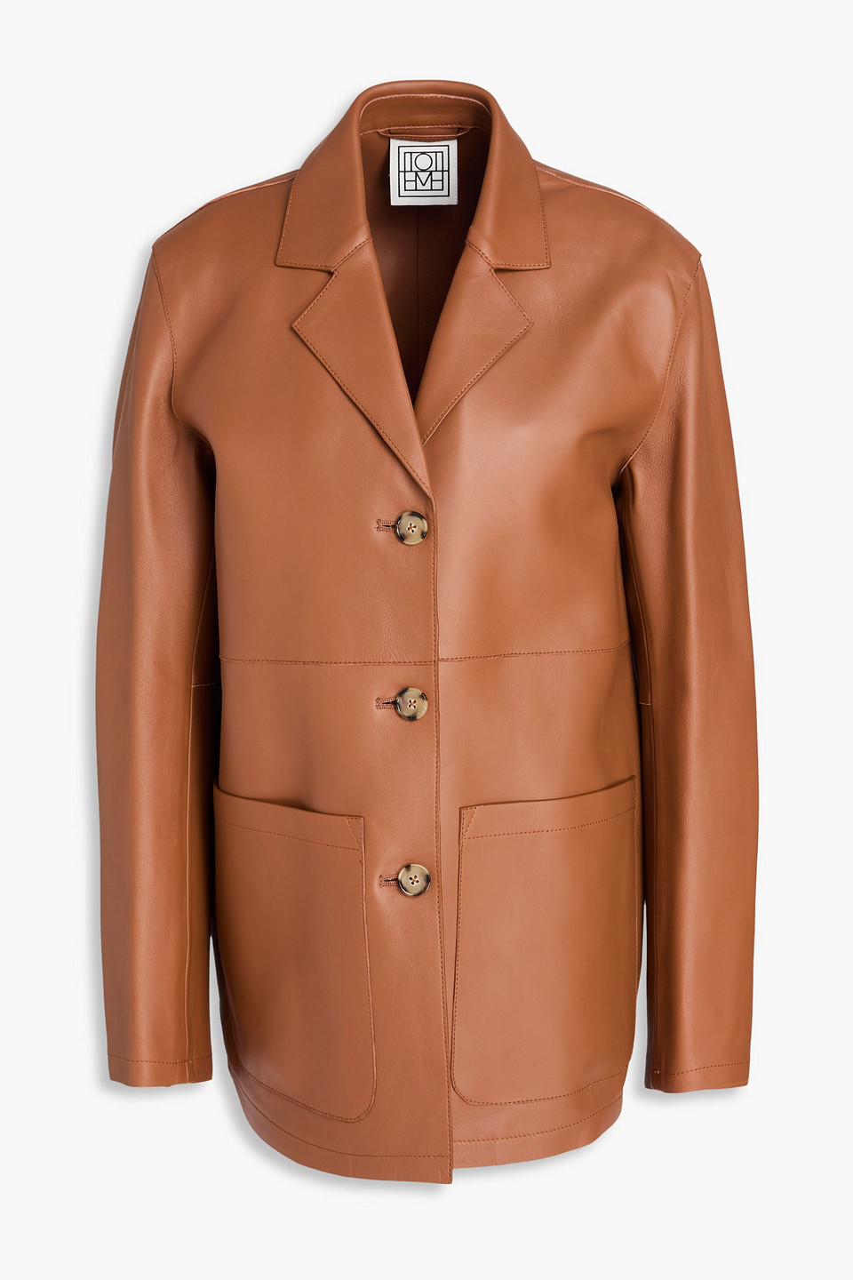 Totême Leather Blazer In Brown
