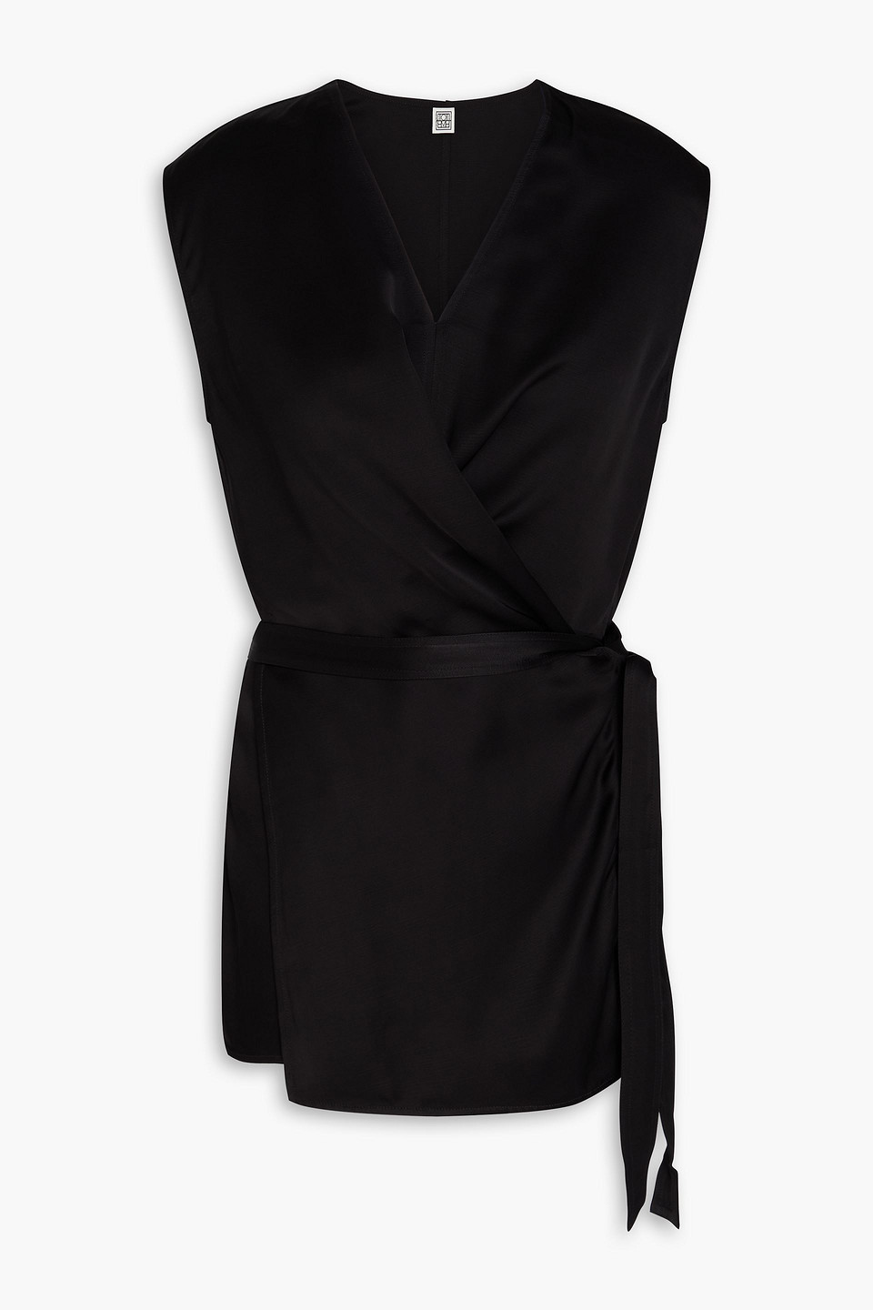 Totême Oberteil Aus Satin Mit Wickeleffekt In Black