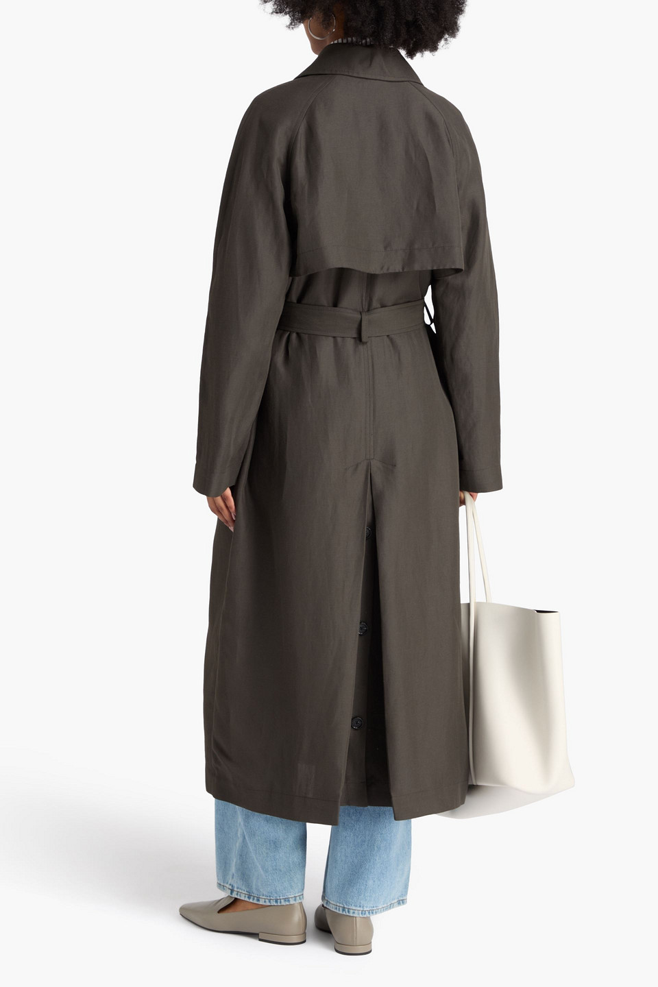 Totême Minimalist Twill Trench Coat In Gray